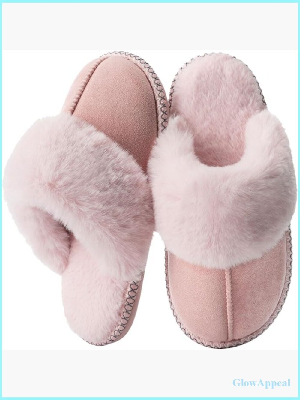 Faux Fur Slippers with Memory Foam Anti-Skid TPR Sole House Shoes for Women